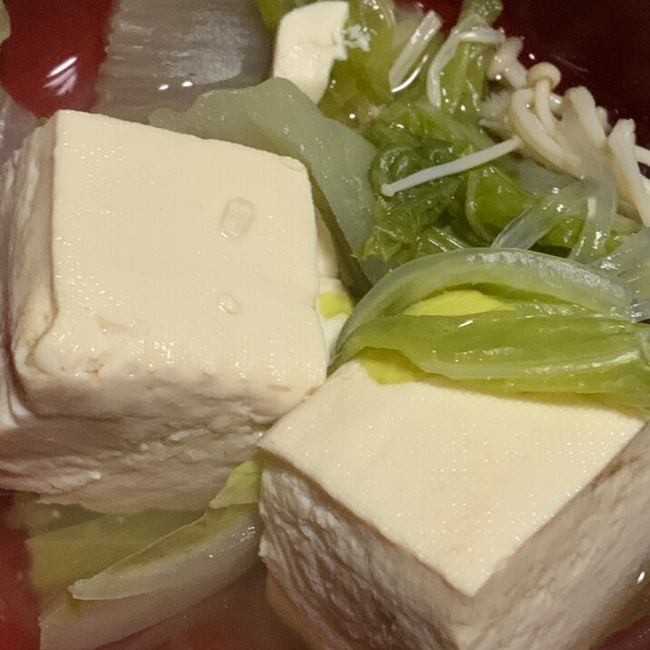 白菜とえのきの湯豆腐